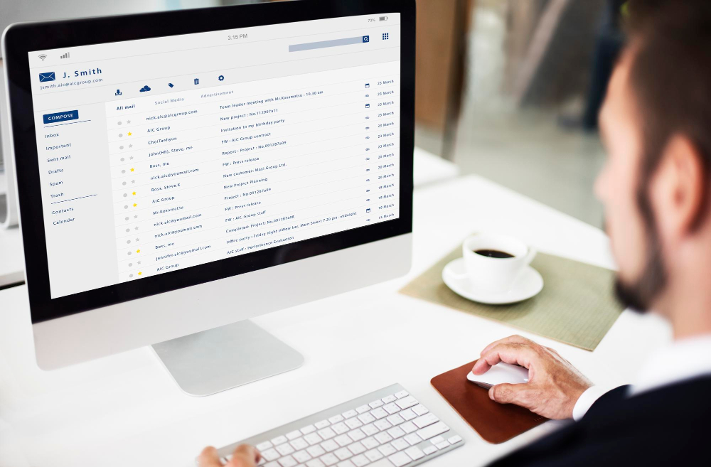 Man checking his email