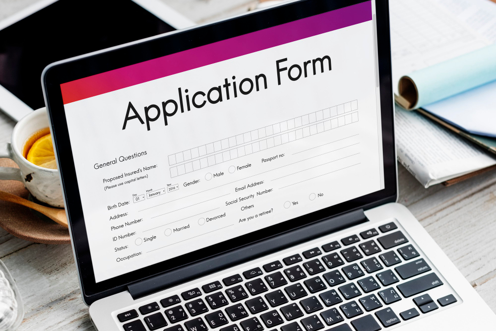 Application form on a PC