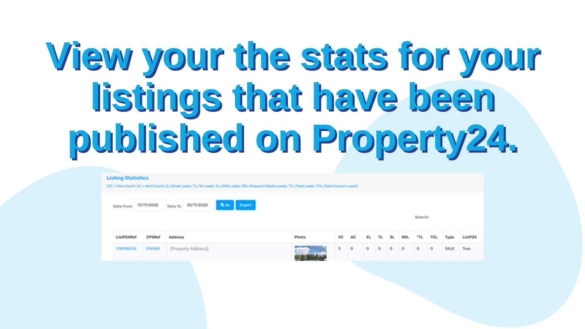 View the Propety24 listing stats for your listings.