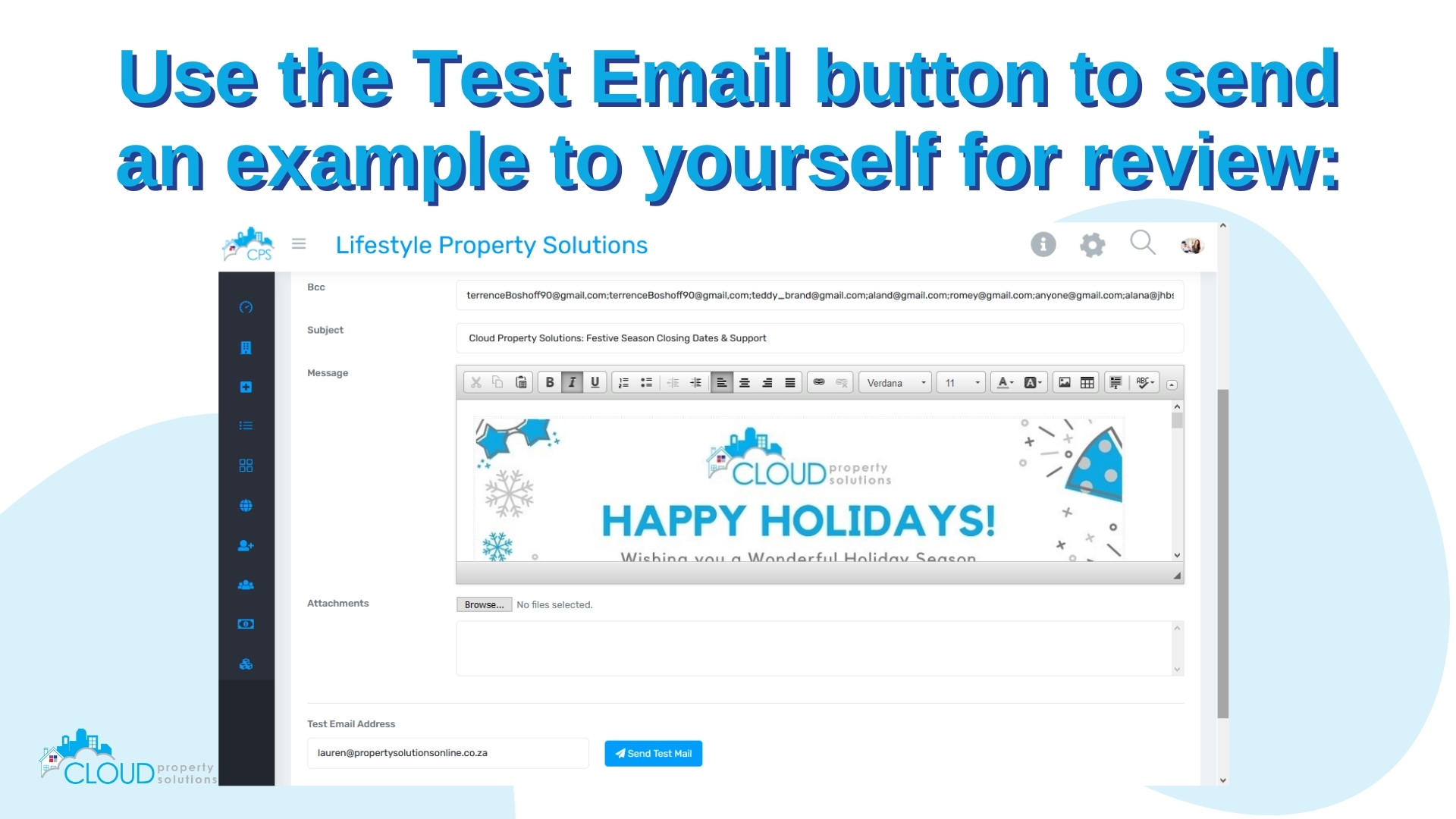 Test your bulk email first.