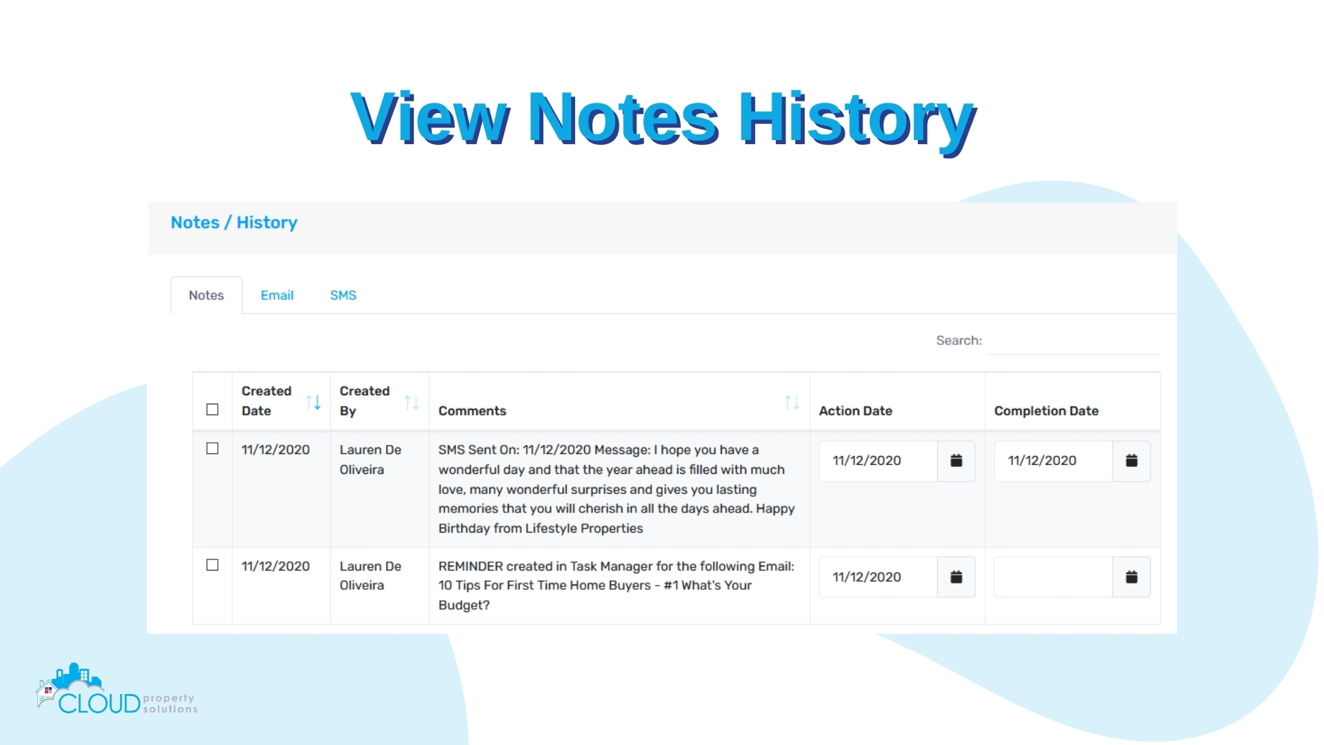 View Notes History.