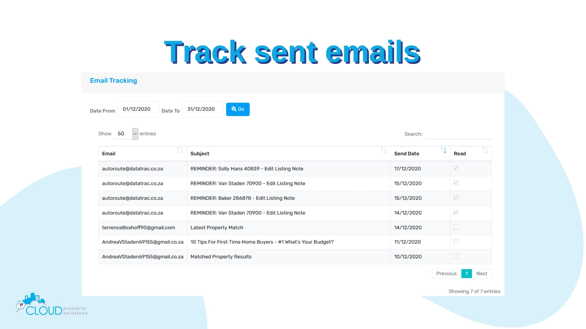Track sent and read emails