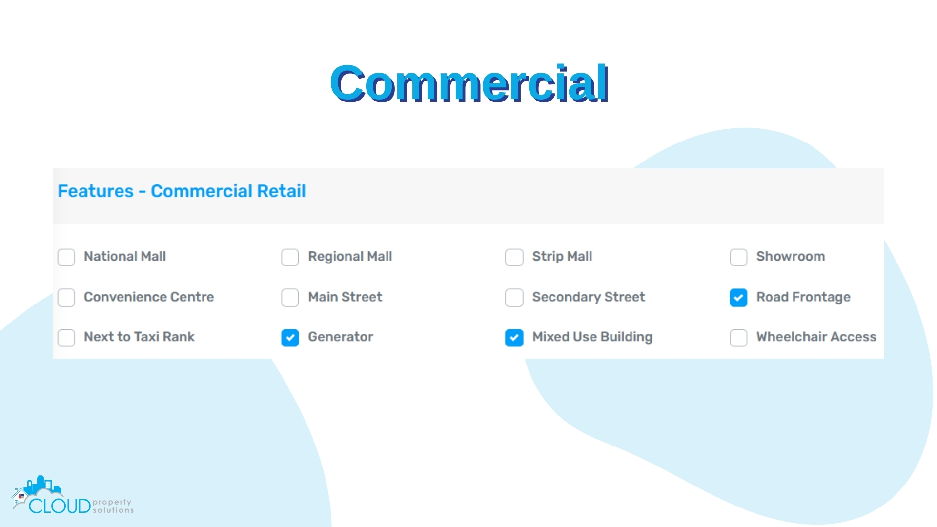 These features are available for all commercial property listings